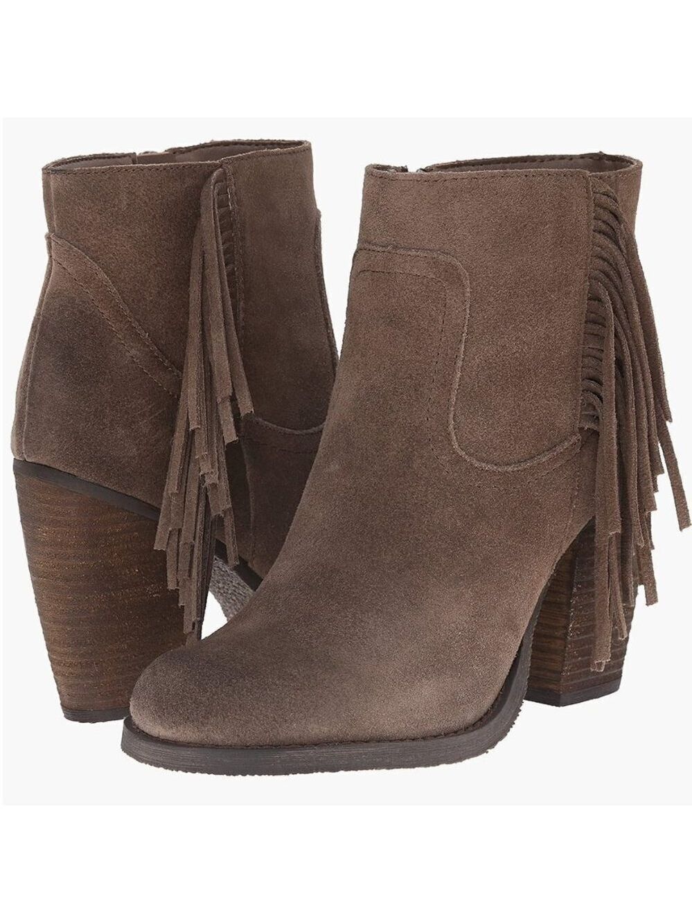 Sbicca Marimba Fringe ankle BOOT WESTERN  Taupe Size 7.5M
